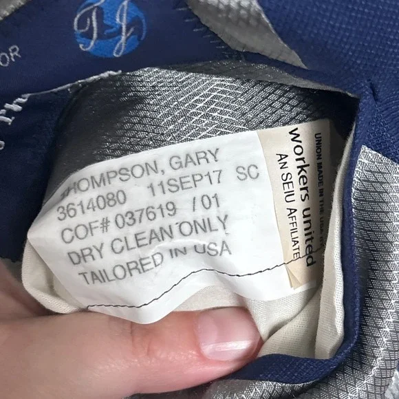 Tom James Sport Coat 46R Blue Surgeons Cuff USA Union Made Blazer Jacket Custom - Picture 10 of 12